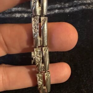 Monet Textured Silver Tone Bracelet